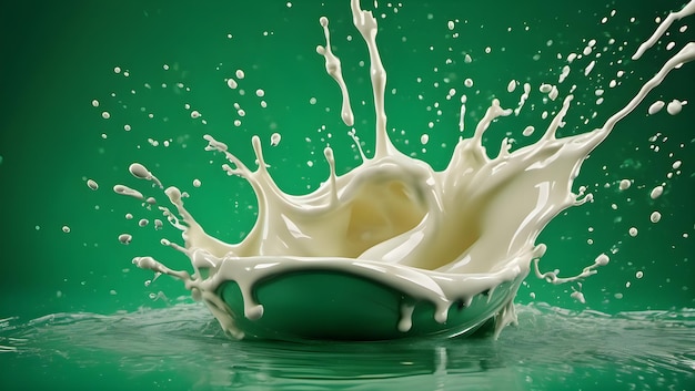 Splash of cream on Green background