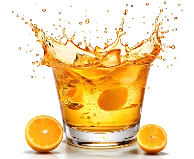 Splash of drink sidecar with drops on white background