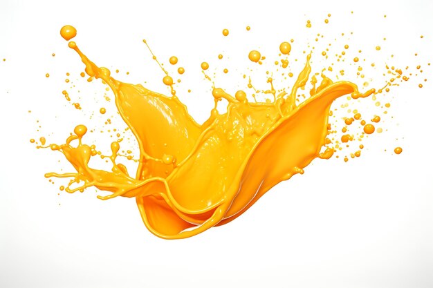 Splash of fresh orange juice on white background