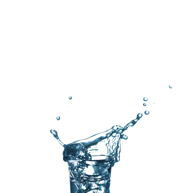 Splash in a glass on white isolated background