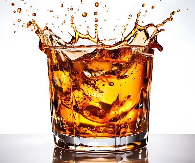 Splash of Jagerbomb with drops on white background