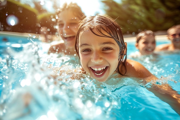 Splash of Joy UpClose with a Happy Family Poolside