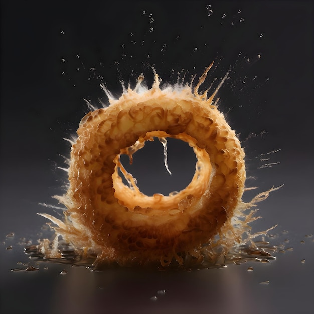 Splash of juice in the form of a ring on a dark background