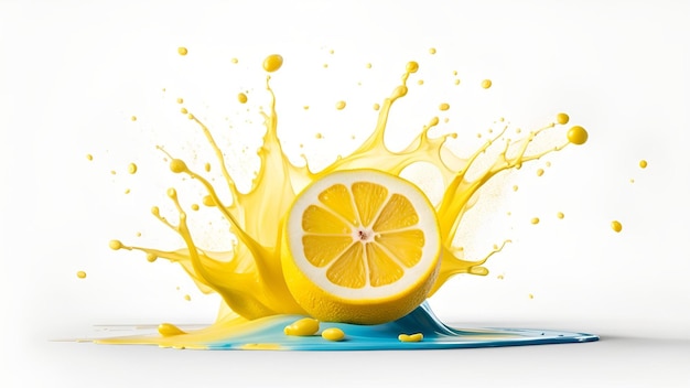 Splash liquid lemonade pour or swirl it with realistic drops