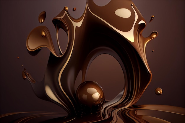 Splash of liquid on top of a chocolate ball generative ai