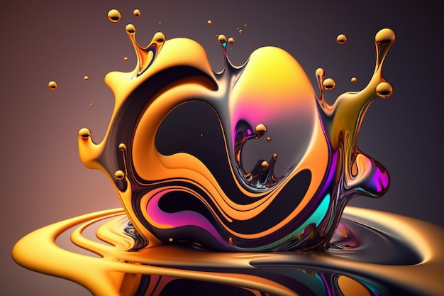 A splash of liquid with a gold background.