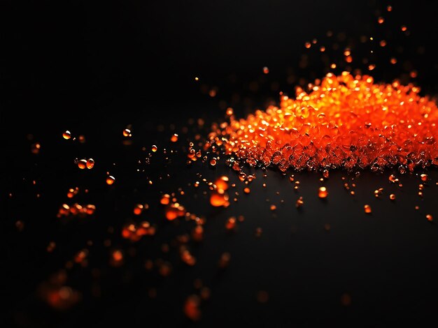 Splash of many little orange particles on black background Generative Ai