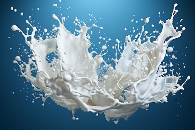 A splash of milk on a blue background AI