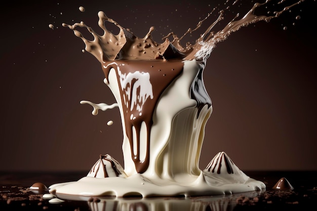 splash of milk and chocolate, creative ai