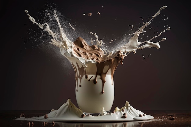 splash of milk and chocolate, creative ai