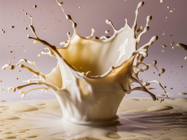 a splash of milk is being poured into a bowl