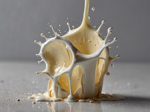 a splash of milk is being poured into a glass