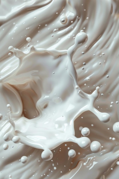 A splash of milk is splattered across a white background