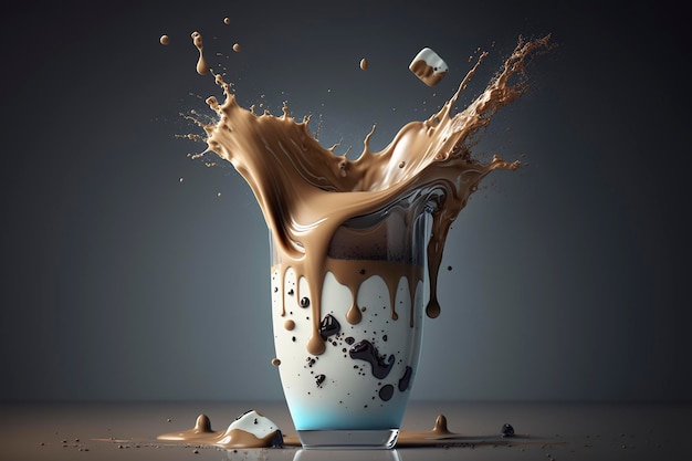 splash of milk and splash of chocolate creative ai