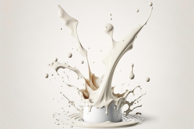 Splash of Milk on White Background