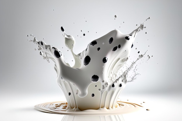 A splash of milk on a white background