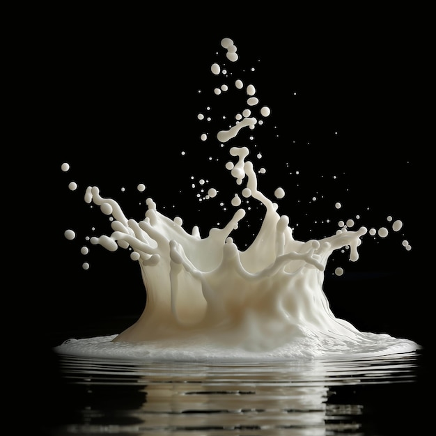 a splash of milk with black background