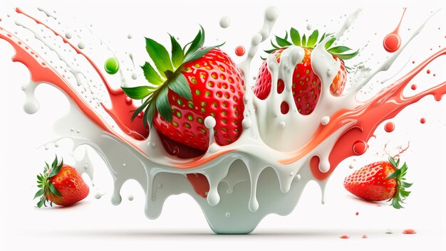 Splash of milk or yogurt on a white background Generative Ai