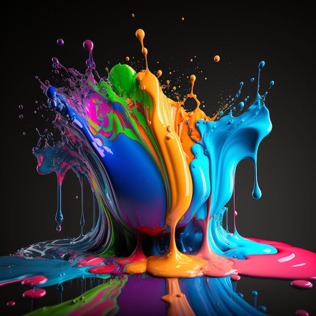 A splash of multicolored paint in bright colors abstraction