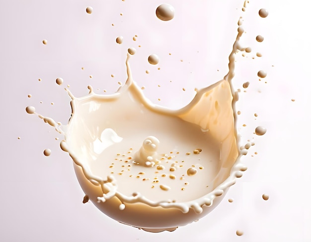 Splash of oat milk on white background