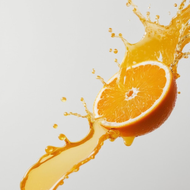 A splash of orange juice on white background