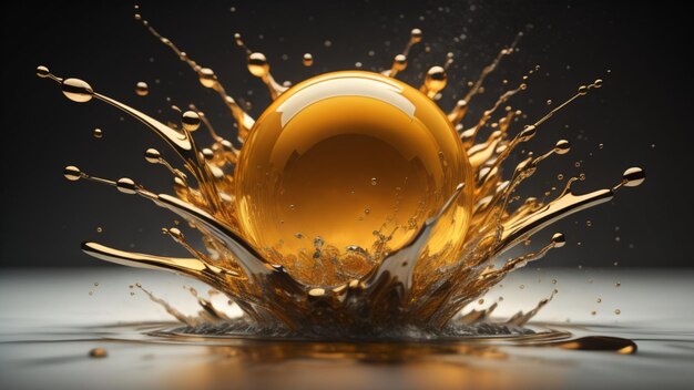 A splash of orange juice with a spoon in the middle.