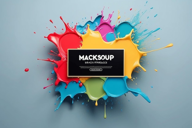 Photo splash of paint background with copy space frame mockup