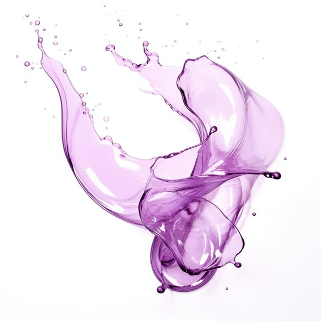 Photo splash of purple liquid in midair on a white background