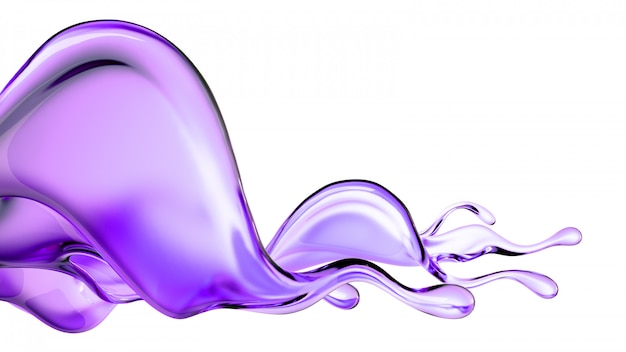 A splash of purple transparent liquid. 3d rendering.