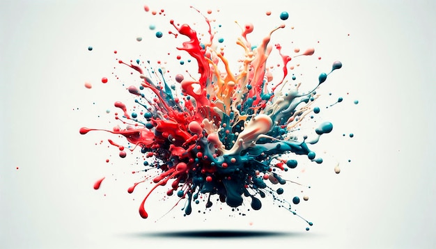 a splash of red and blue water with splashes of paint