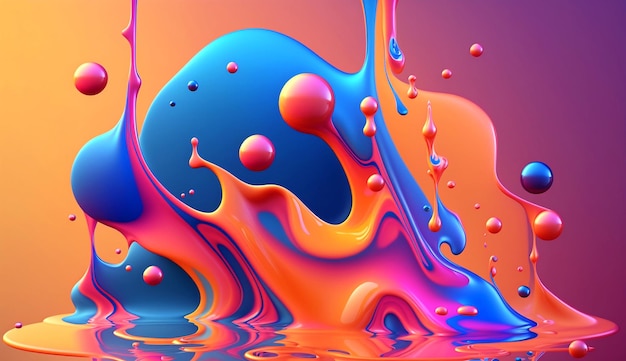 Splash of red green and blue paint Freeze motion of multi color 3D Illustration Generated AI