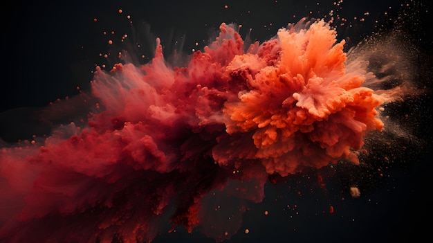 a splash of red and orange powder is shown in this image