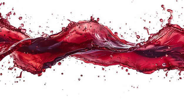 A splash of red wine with droplets isolated on white background