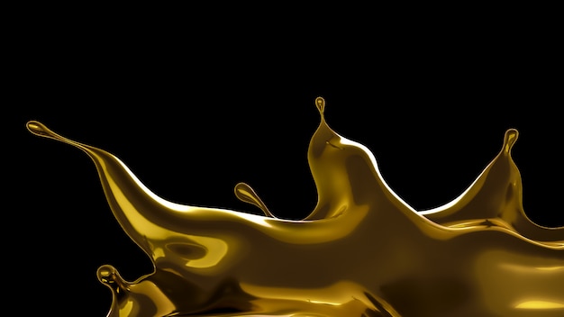 A splash of thick, golden liquid. 3d rendering.