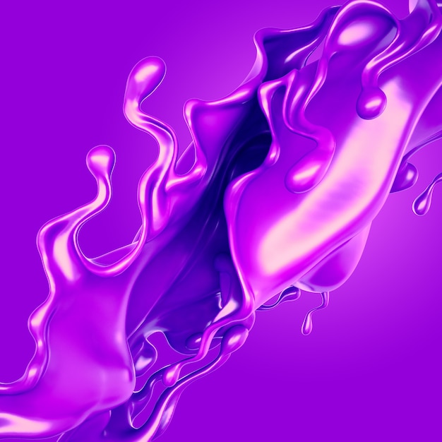 Splash of thick purple liquid. 3d illustration, 3d rendering.