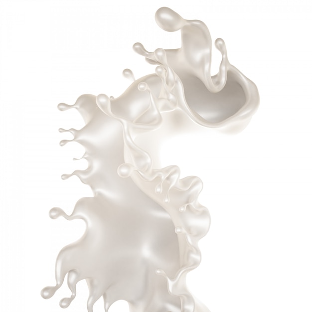 A splash of a thick white liquid. 3d rendering.