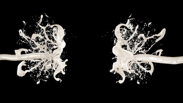 Splash of thick white liquid on a black background. 3d illustration, 3d rendering.