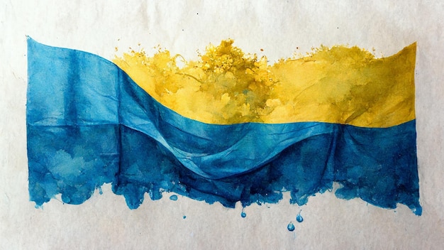 Splash water color on Ukrainian Flag nationality grunge background