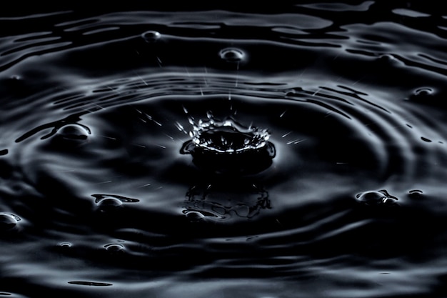 Splash of a water drop on a black background 