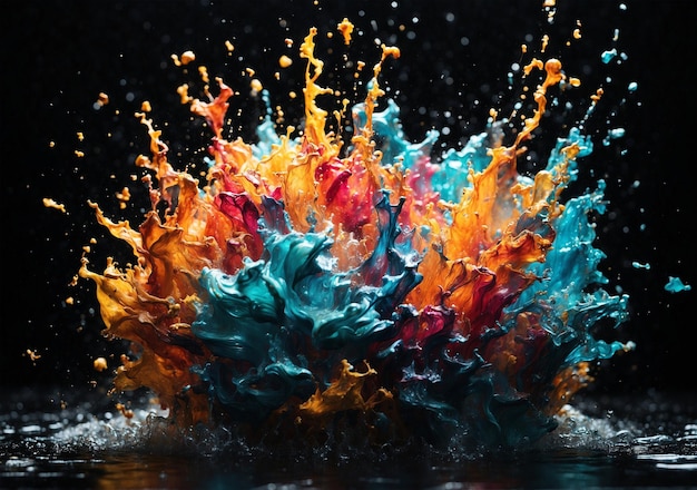 a splash of water with the colors of the rainbow