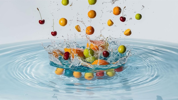 Photo a splash of water with fruits