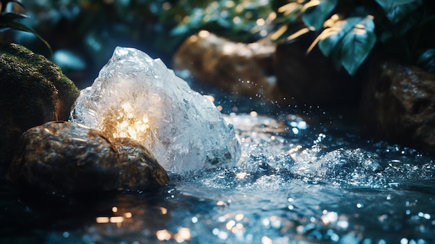 Photo a splash of water with a light on it