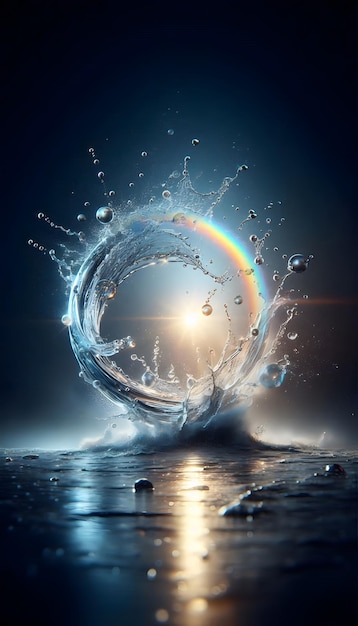 a splash of water with the sun and the word sun on it