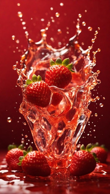 a splash of water with the word strawberry on it