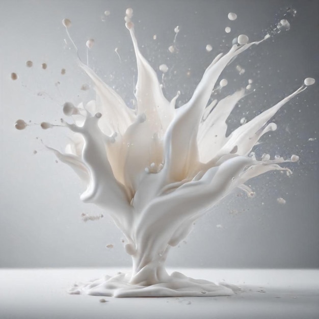 a splash of white milk is being poured into a glass