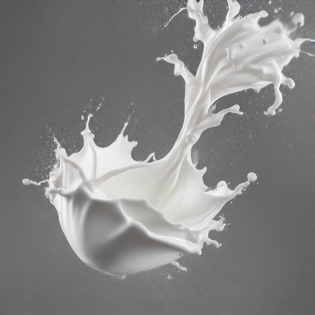 a splash of white milk is shown from the top of a bottle