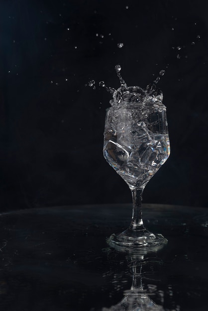 A splash with water and ice on a black background !!!