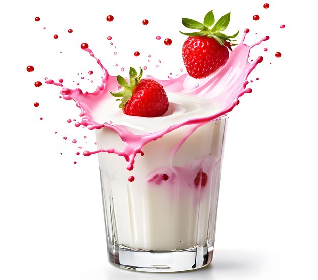 Splash of Yogurt drink with drops on white background