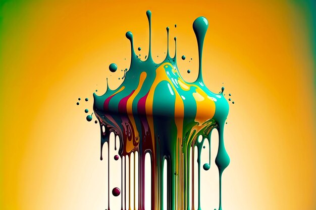 Photo splashed paint dripping from air abstract background digital illustration