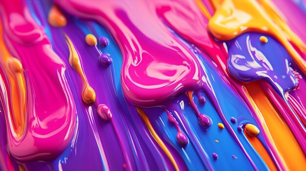 Splashes of bright colorful paint in artistic motion image